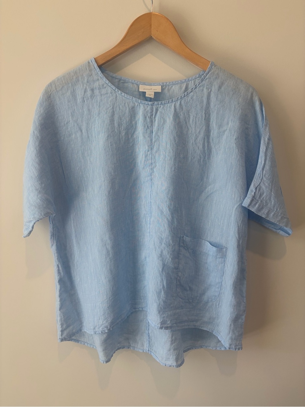 Pure Jill Linen Light Blue Linen Short-Sleeve Shirt